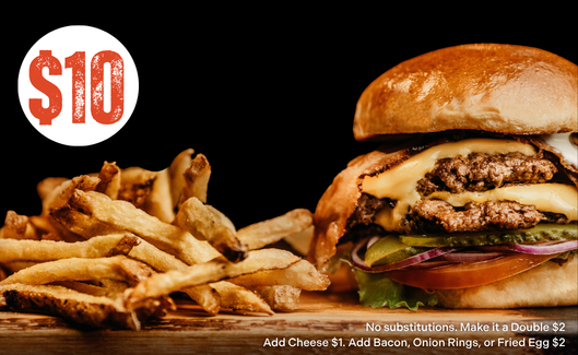 smash burger and fries $10 meal deal